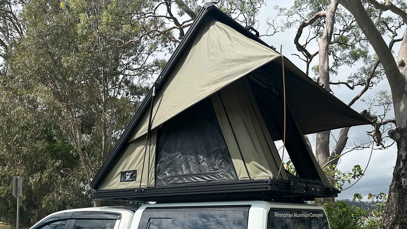 bushbuck roof tent Reliable Bush Company LX27 Clamshell Rooftop Tent – Rhino Adventure Gear