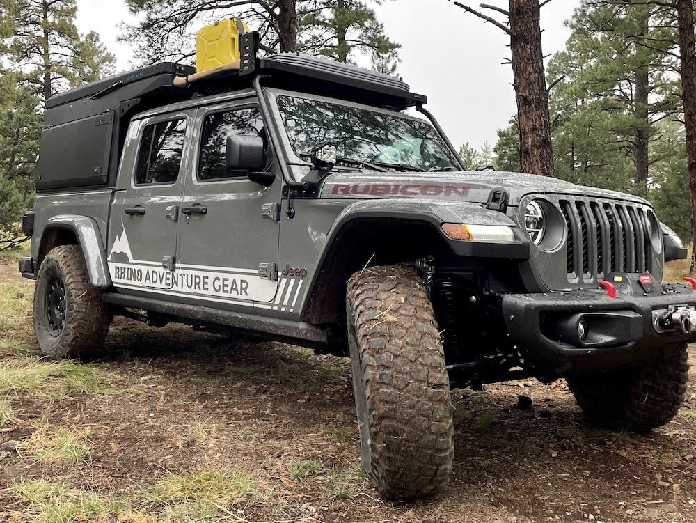 Camp King Industries Outback Truck Cap with Roof Top Tent on Gladiator