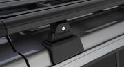 Detail of RLT600 locking quick release feet of Rhino-Rack Pioneer Platform on Jeep JL Backbone