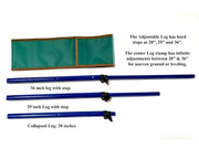 3 Tembo Tusk adjustable height legs and green carry pouch