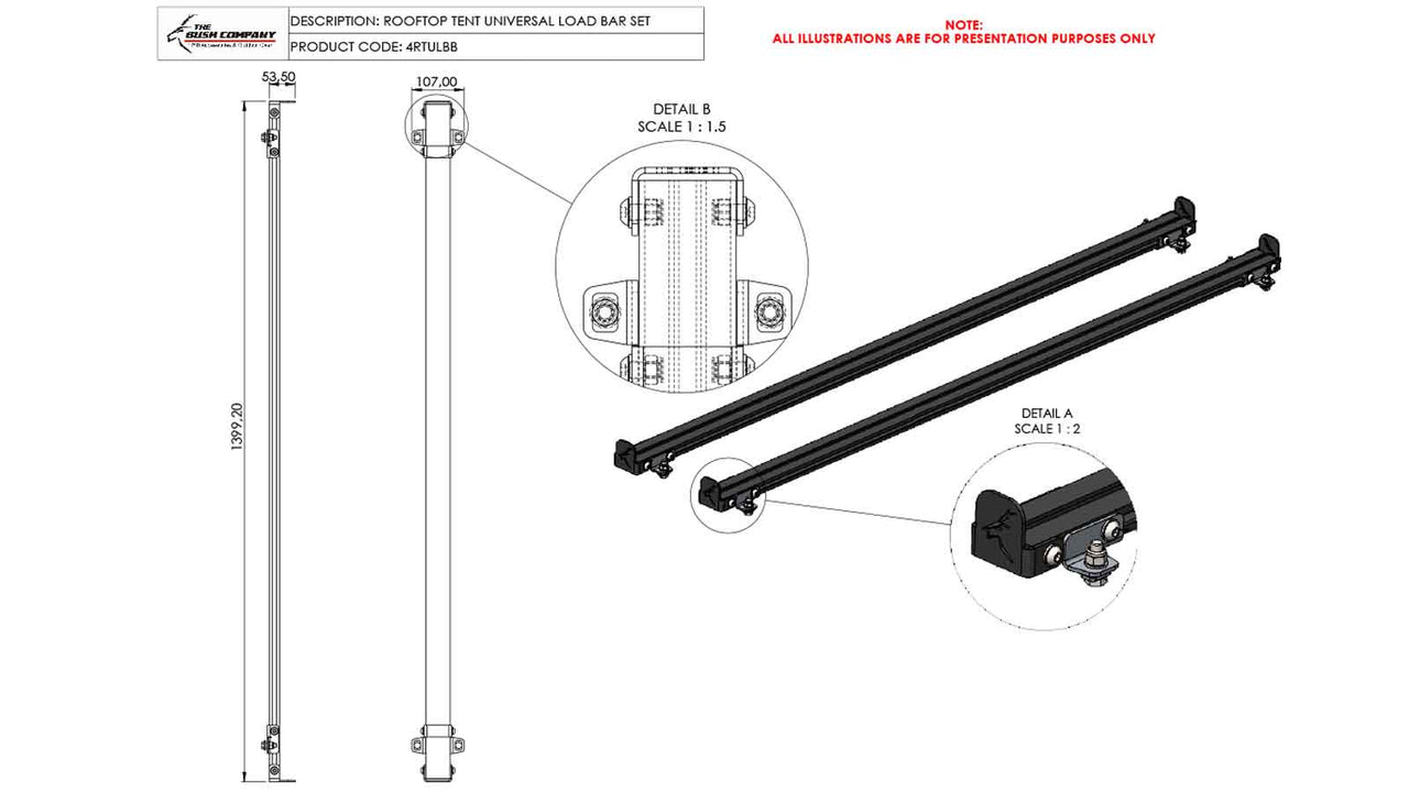 THE BUSH COMPANY Rooftop Tent Load Bars