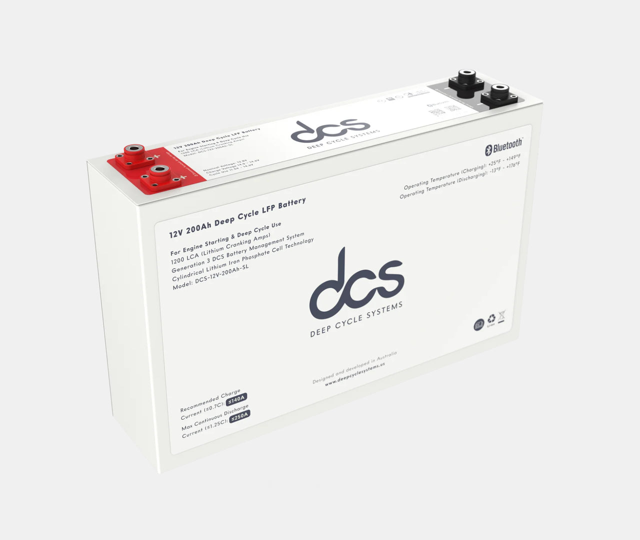 DCS 200AH 12V Slimline Deep Cycle Lithium (LiFePo4) Battery (2nd Gen)