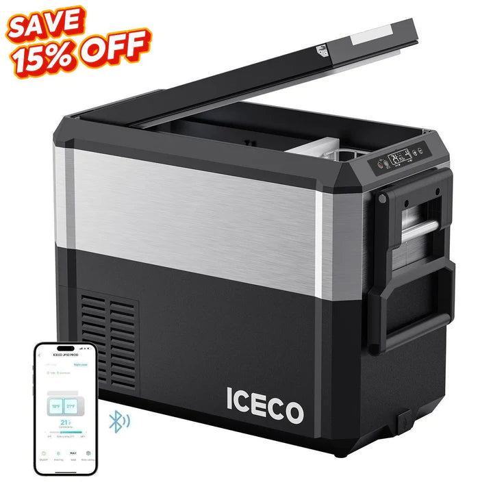 ICECO JP Pro Series 40/51QT Dual Zone Wheeled Car Fridge With Cover - Silver