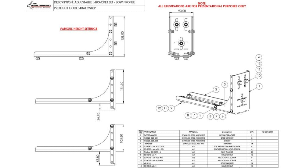 THE BUSH COMPANY Low Profile L Bracket