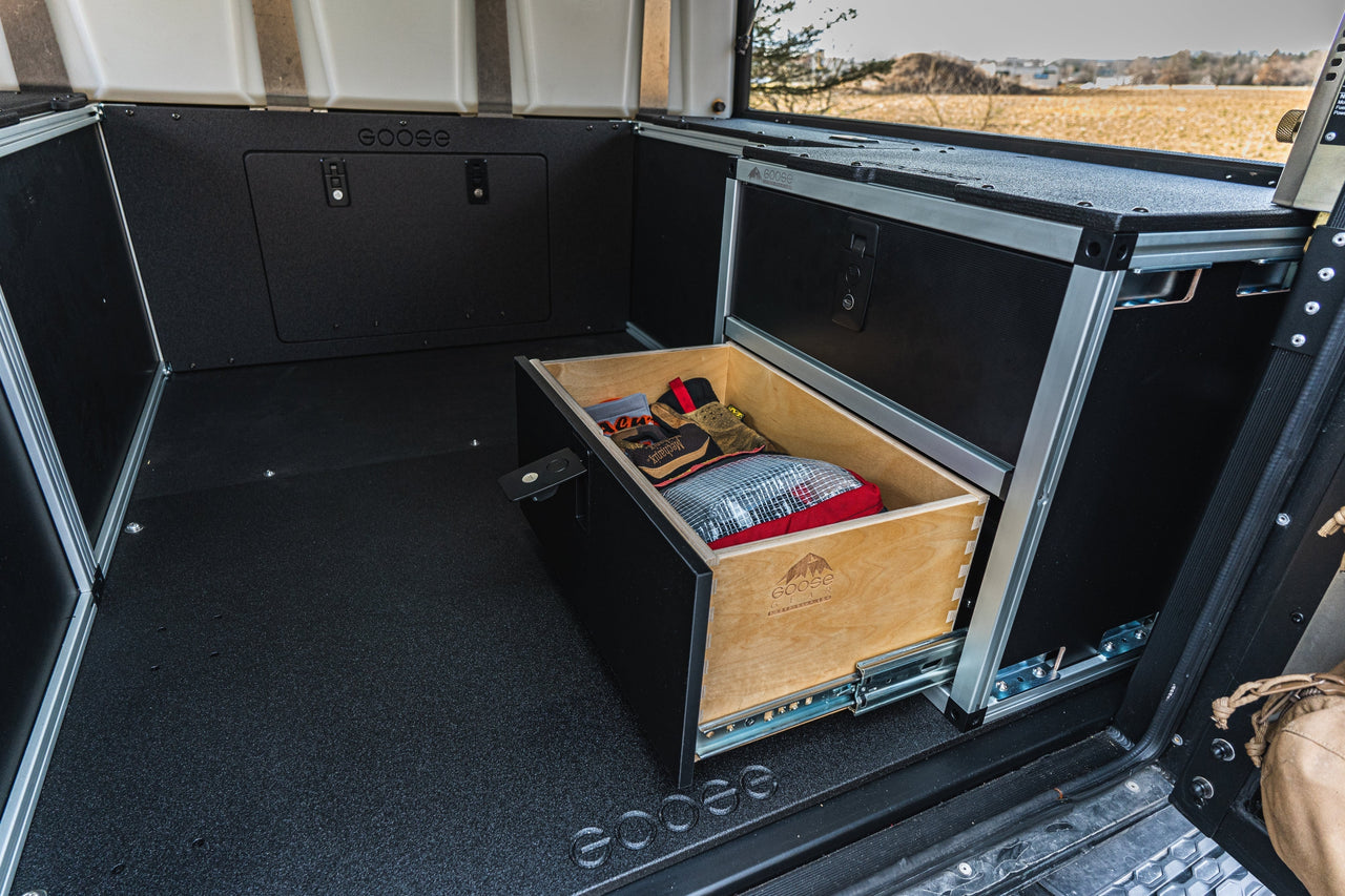 GOOSE GEAR Alu-Cab Canopy Camper V2 - Toyota Tacoma 2005-Present 2nd & 3rd Gen. - Rear Double Drawer Module - 5' Bed