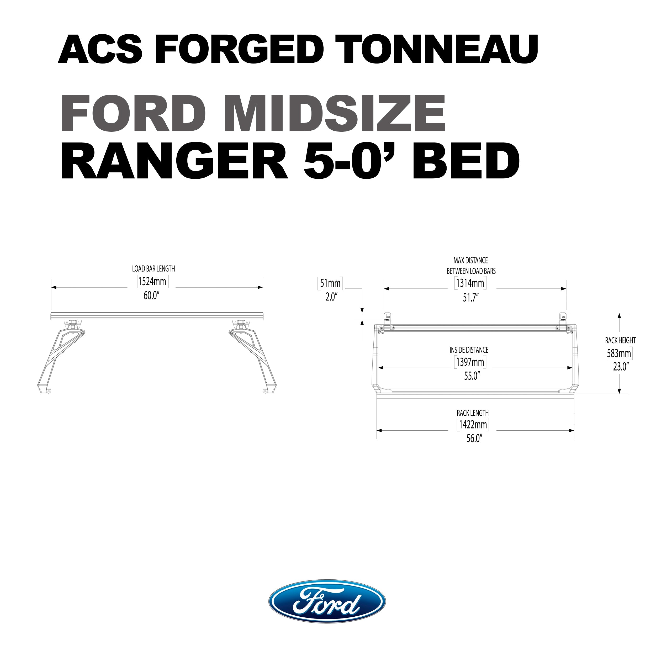 LEITNER DESIGNS ACS Forged Tonneau (Rack Only- Ford)