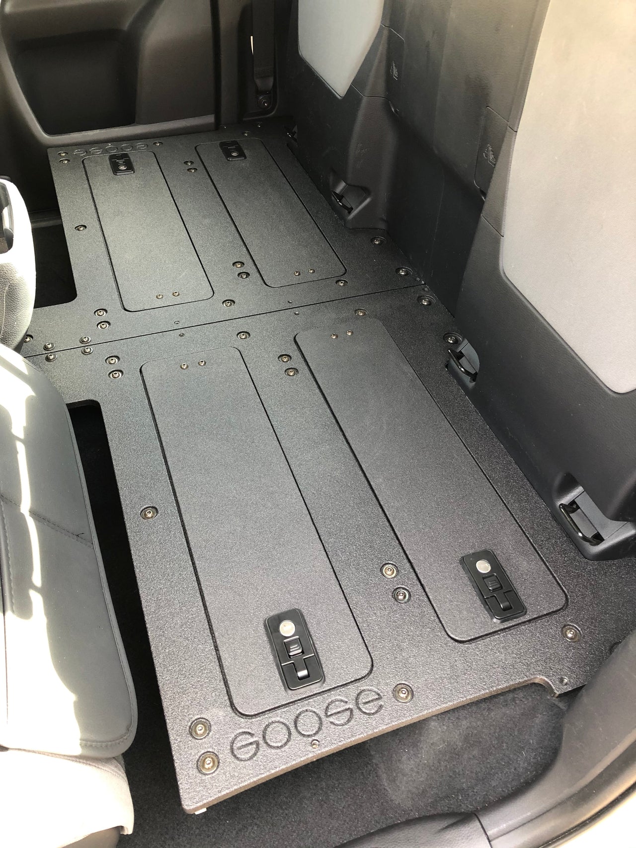 GOOSE GEAR Toyota Tacoma 2016-Present 3rd Gen. Access Cab with Factory Seats - Second Row Seat Delete Plate System