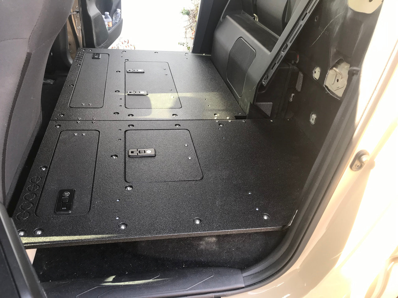 GOOSE GEAR Toyota Tacoma 2005-Present 2nd and 3rd Gen. Double Cab - Second Row Seat Delete Plate System keeping Factory Back Wall