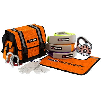 ARB Premium Recovery Kit components pictured beside orange recovery bag
