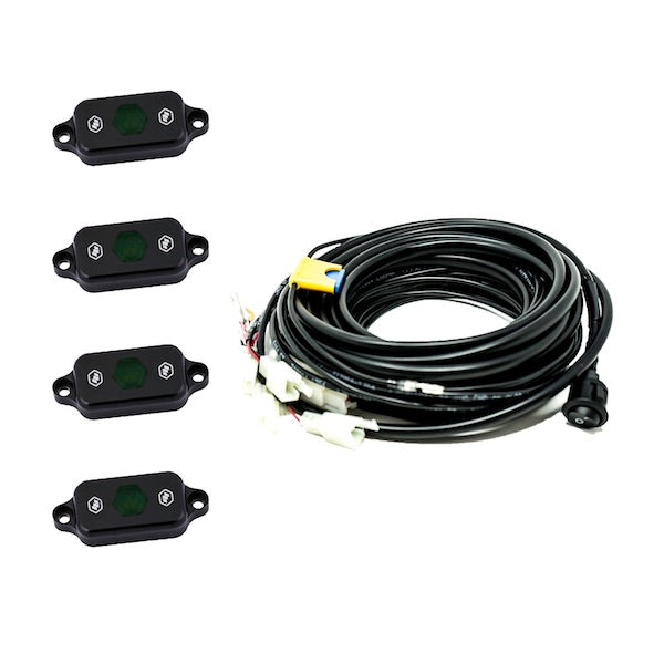Baja Designs Green LED Rock Light Kit with 4 LEDs and wiring