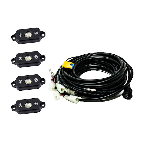 Baja Designs Red LED Rock Light Kit with 4 LEDs and wiring