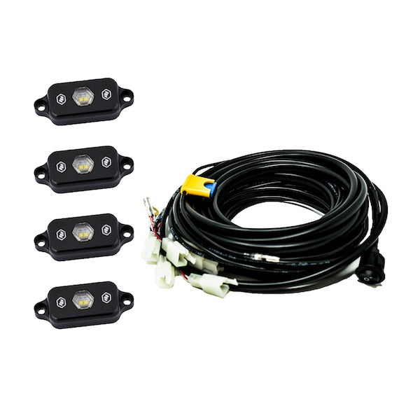 Baja Designs White LED Rock Light Kit with 4 LEDs and wiring