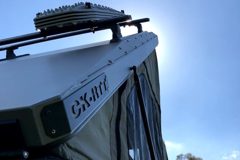 Camp King Aluminum Roof Top Tent with maxtrax mounted to roof rack