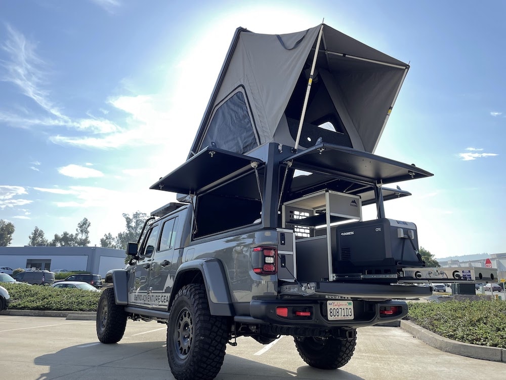 Camp King Outback Series Canopy Camper on Jeep Gladiator with Goose Gear Interior System