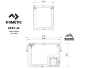 Dometic CFX3 45 Fridge Freezer- Dimensions Interior Exterior