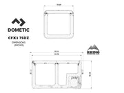 Dometic CFX3 75DZ Fridge Freezer- Dimensions Interior Exterior