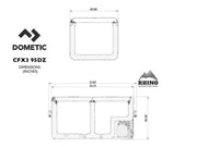 Dometic CFX3 95DZ Fridge Freezer- Dimensions Interior Exterior