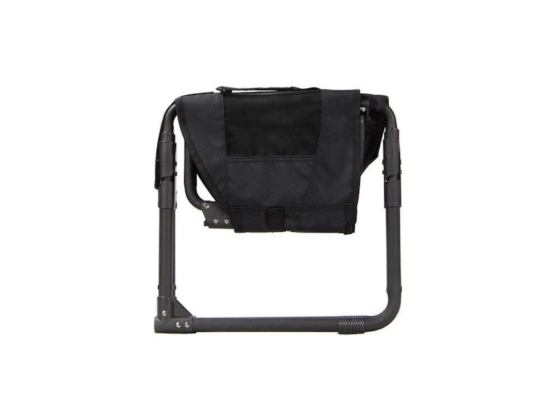Front Runner Expander Chair all black camping chair shown folded up into small portable configuration
