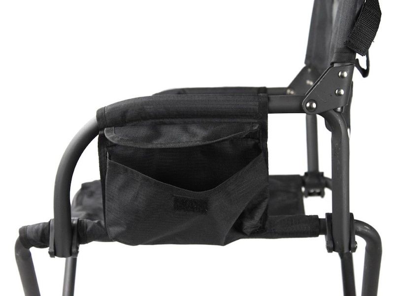 Front Runner Expander Chair all black camping chair large side pocket with velcro closure