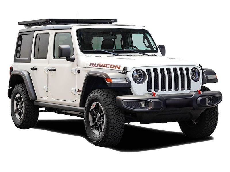 Front Runner SlimLine II Half Size Extreme Roof Rack Kit on Jeep JLU front view