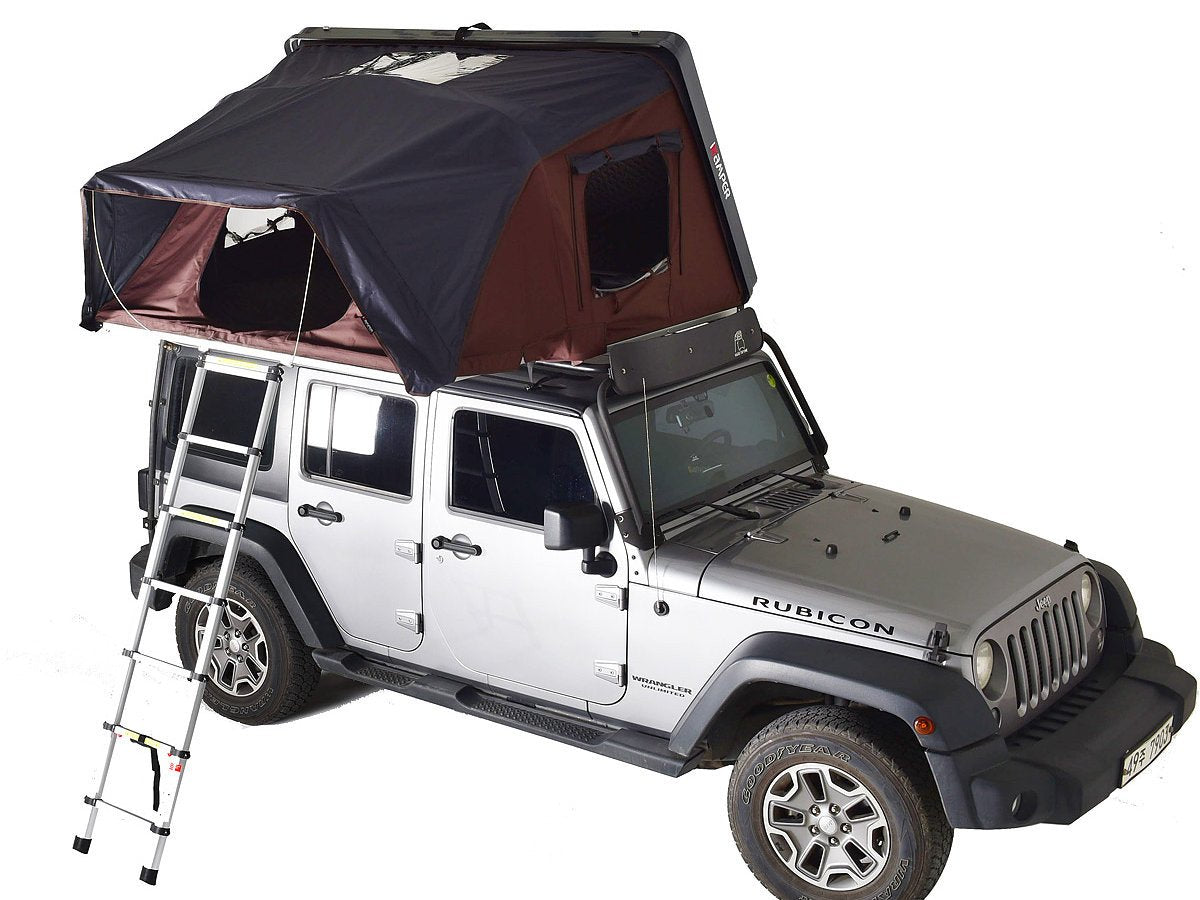 iKamper Skycamp Roof Top Tent on top of Jeep: view of tent entrance and ladder