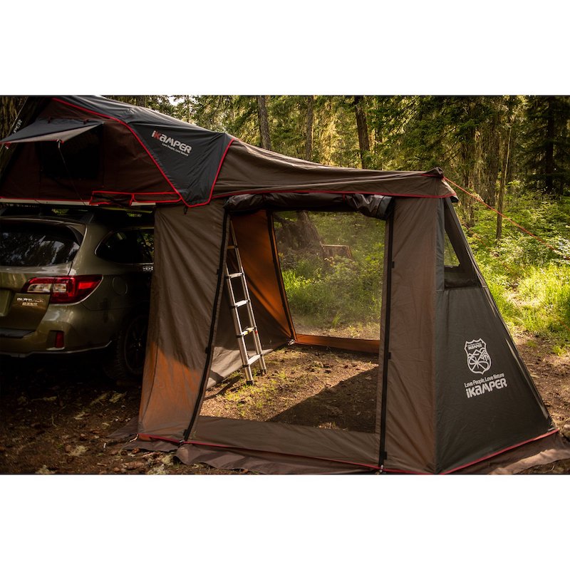 iKamper Skycamp Mini Annex Room showing annex doors open and ladder up to tent