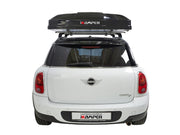 iKamper Skycamp Mini Roof Top Tent shown closes on white Mini Cooper- rear view