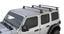 Jeep Wrangler JL Hardtop with Rhino-Rack Backbone skeletal support mounting points for 3 black Vortex Cross Bars
