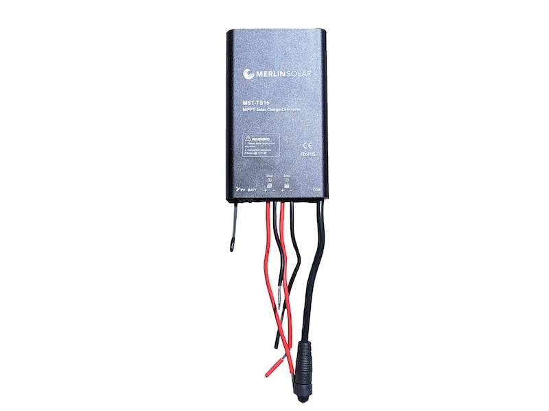 MPPT Solar Charge Controller by Merlin Solar show with wires