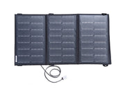 Merlin Solar BXD95 trifold portable solar panel shown open with cord and Anderson connector