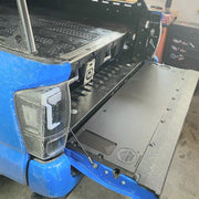 Mountain Hatch Tailgate Table on blue tacoma