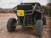 4x4 buggy with yellow weekend warrior crush proof first aid kit from outer limit supply mounted on back of buggy