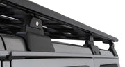 Detail of Rhino-Rack Jeep JL Backbone roof rack mounting system with locking Pioneer Platform