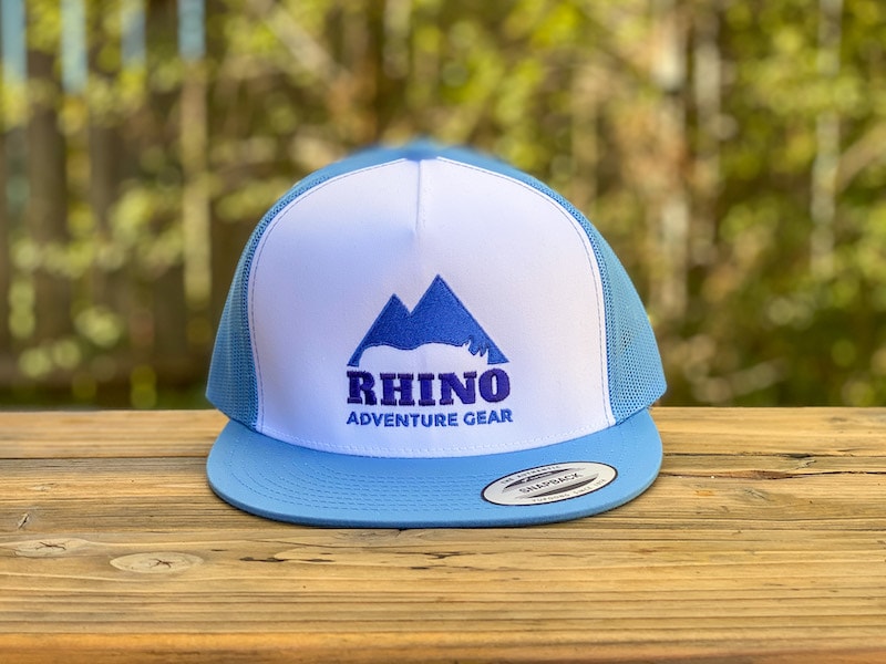 Rhino Adventure Gear RAG SWAG snapbill hat- carolina blue logo embroidered flat bill hat
