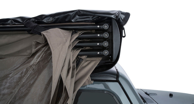 Detail of Batwing Awning arms and legs stored on roof rack