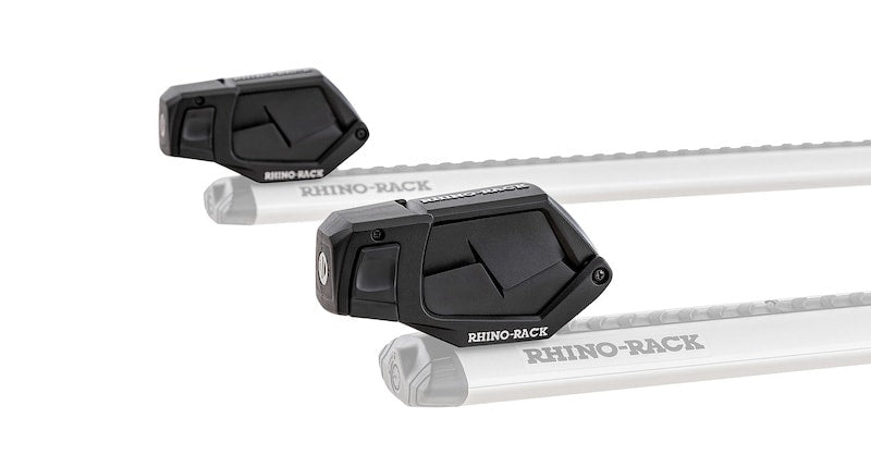 Rhino-Rack Stow It Locking Utility Holder closed on Vortex Cross bars