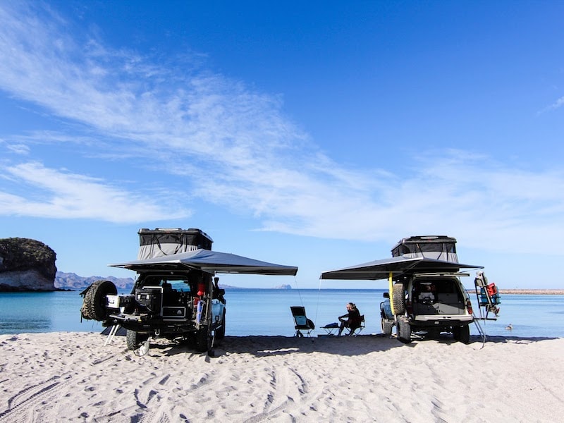 Beach camping with RLD 360 degree GhostAwn Awning
