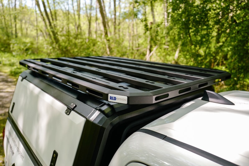 RLD Design platform roof rack for stainless steel truck cap