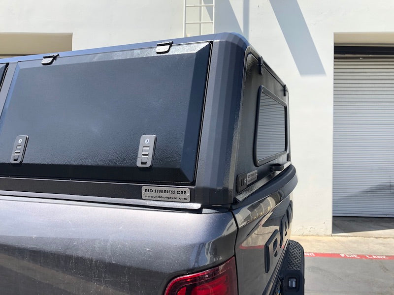 RLD Design Stainless Steel Canopy on gray RAM 2500 HD shown with black doors