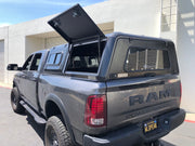 RLD Design Stainless Steel Canopy on gray RAM 2500 HD with rear gull-wing side access door open