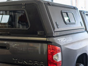 RLD Design stainless Steel Canopy for Toyota Tundra shown with sliding side windows