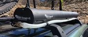 Road Shower 4S mounted on vehicle rack showing hose fitting to long black water tank