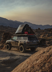 Portable SolarHawk Mini Solar Panel on roof top tent off road
