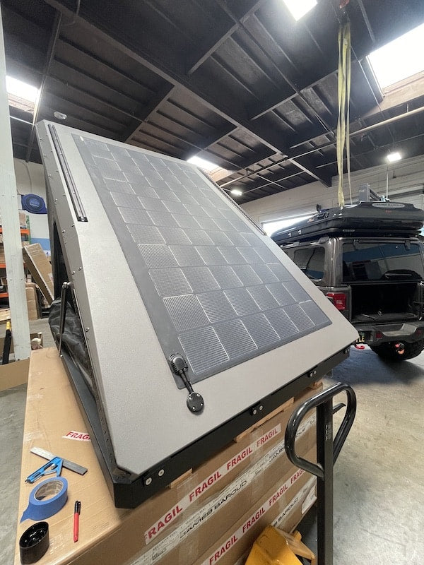 SolarKing 340W solar panel on CampKing Roof Top Tent
