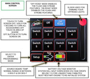 Annotated features of sPOD 8 Circuit Bantam Touchscreen Main Menu