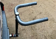 Overhead view of Ubco Towball Bike Rack mounted on vehicle without bike loaded