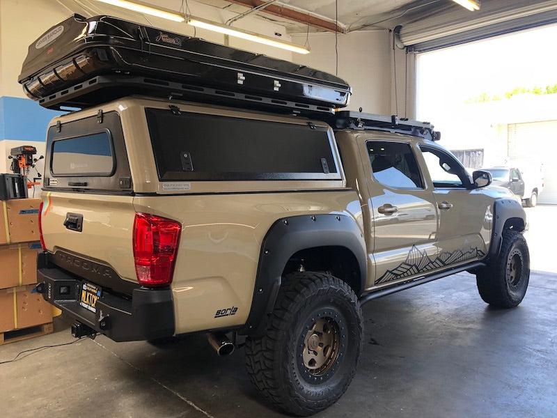 Custom paint match color option for RLD stainless steel truck cap on Toyota Tacoma