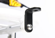 Detail of L-bracket from the 2x2 Adapter Pack attached to a lug on the frame of the Ubco 2x2 Electric Adventure Bike